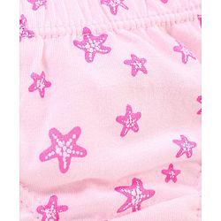 Babyhug 100% Cotton Floral & Star Fish Printed Panties Pack of 3 - Purple & Sea Green