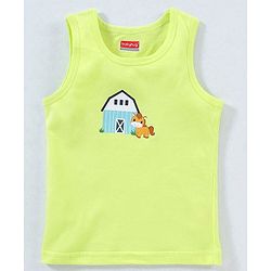 Babyhug 100% Cotton Sando Vests Stripes & House Print Pack of 3 - Orange Blue & Green