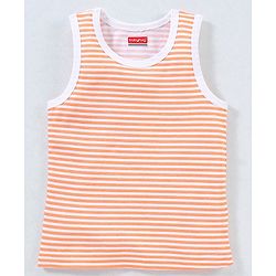 Babyhug 100% Cotton Sando Vests Stripes & House Print Pack of 3 - Orange Blue & Green