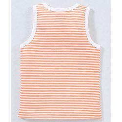 Babyhug 100% Cotton Sando Vests Stripes & House Print Pack of 3 - Orange Blue & Green