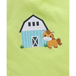 Babyhug 100% Cotton Sando Vests Stripes & House Print Pack of 3 - Orange Blue & Green