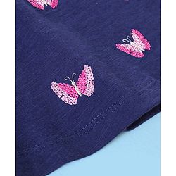 Babyhug 100% Cotton Half Sleeves Top & Skirt Butterfly Sequins Pattern  - Navy & Pink