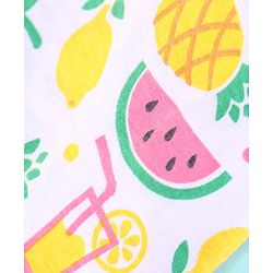 Babyhug 100% Cotton OffShoulder Watermelon Print Top with Shorts Set with Bow Applique - White & Pink