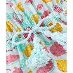 Babyhug 100% Cotton Knitted Sleeveless Jumpsuit Pineapple Print - Mint