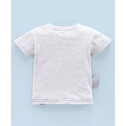 Babyhug Cotton Half Sleeves T-Shirt Whale Applique - Navy Blue & Grey