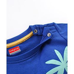 Babyhug Cotton Half Sleeves T-Shirt With Dino Print- Navy Blue