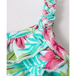 Babyhug 100% Cotton Knit Sleeveless Jumpsuit Floral Print - Mint