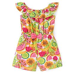 Babyhug 100% Cotton Knit Sleeveless Jumpsuit Fruit Print - Pink