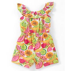 Babyhug 100% Cotton Knit Sleeveless Jumpsuit Fruit Print - Pink