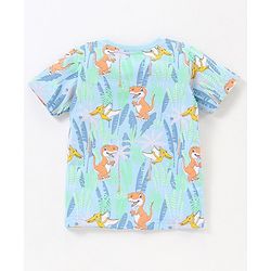 Babyhug Cotton Half Sleeves T-Shirt Dino Print - Blue