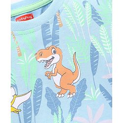 Babyhug Cotton Half Sleeves T-Shirt Dino Print - Blue