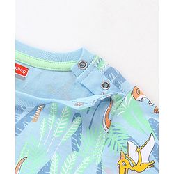 Babyhug Cotton Half Sleeves T-Shirt Dino Print - Blue
