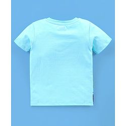 Babyhug Cotton Knit Half Sleeves T-Shirt Giraffe Print - Blue