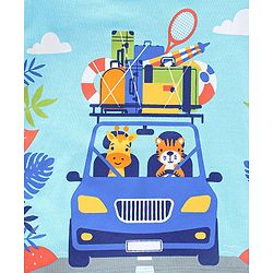 Babyhug Cotton Knit Half Sleeves T-Shirt Giraffe Print - Blue