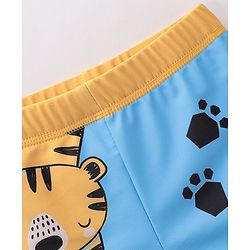 Babyhug Quick Dry Swimming Trunk With Cap Tiger Print- Blue