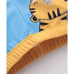 Babyhug Quick Dry Swimming Trunk With Cap Tiger Print- Blue