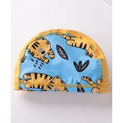 Babyhug Quick Dry Swimming Trunk With Cap Tiger Print- Blue