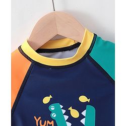Babyhug Half Sleeves Crocodile Print Two Piece Swimsuit - Navy Blue