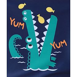 Babyhug Half Sleeves Crocodile Print Two Piece Swimsuit - Navy Blue