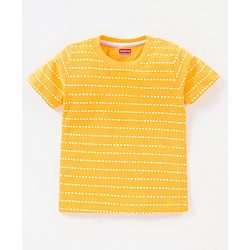 Babyhug Cotton Knit Half Sleeves Tiger Printed T-Shirts Pack of 3 - Navy Blue & Yellow