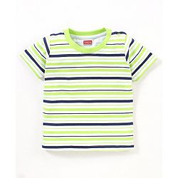 Babyhug Cotton Knit Half Sleeves  Striped & Palm Tree Printed T-Shirts Pack of 3 - Blue & Grey