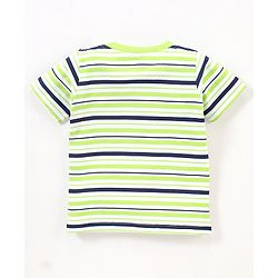 Babyhug Cotton Knit Half Sleeves  Striped & Palm Tree Printed T-Shirts Pack of 3 - Blue & Grey