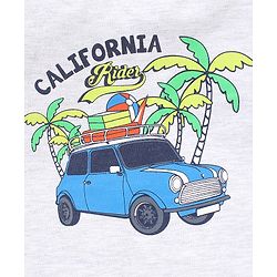Babyhug Cotton Knit Half Sleeves  Striped & Palm Tree Printed T-Shirts Pack of 3 - Blue & Grey