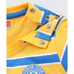 Babyhug Cotton Knit Half Sleeves Striped T-Shirt - Yellow & Blue