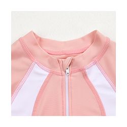 Babyhug Half Sleeves Frock Swimsuit Striped - Pink