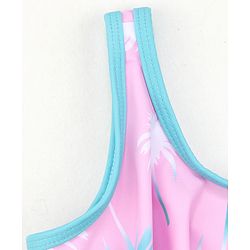 Babyhug Sleeveless Frock Swimsuit Tropical Print - Pink