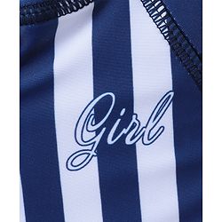 Babyhug Full Sleeves Frock Swimsuit Striped- Blue