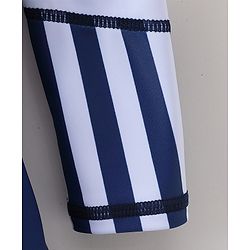 Babyhug Full Sleeves Frock Swimsuit Striped- Blue