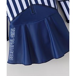 Babyhug Full Sleeves Frock Swimsuit Striped- Blue