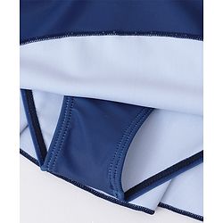 Babyhug Full Sleeves Frock Swimsuit Striped- Blue