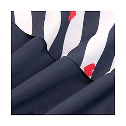 Babyhug Sleeveless Frock Swim Suit Stripes & Heart Print- Navy Blue & White