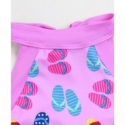 Babyhug Sleeveless Frock Swimsuit Slipper Print - Pink