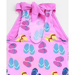 Babyhug Sleeveless Frock Swimsuit Slipper Print - Pink