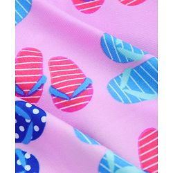 Babyhug Sleeveless Frock Swimsuit Slipper Print - Pink