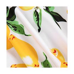 Babyhug Frill Sleeves Frock Swimsuit Fruit Print - White & Yellow