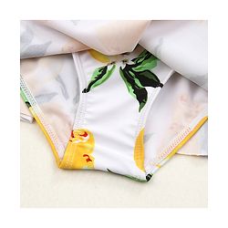 Babyhug Frill Sleeves Frock Swimsuit Fruit Print - White & Yellow