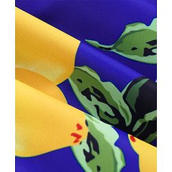 Babyhug Frill Sleeves Frock Swimsuit Fruit Print - Navy & Yellow