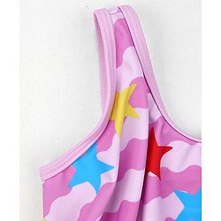 Babyhug Sleeveless Frock Swimsuit Stars Print - Pink