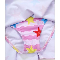Babyhug Sleeveless Frock Swimsuit Stars Print - Pink