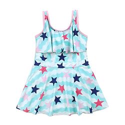 Babyhug Sleeveless Frock Swimsuit Star Print - Blue