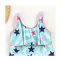 Babyhug Sleeveless Frock Swimsuit Star Print - Blue