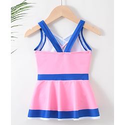 Babyhug Sleeveless Solid Frock Swimsuit- Pink
