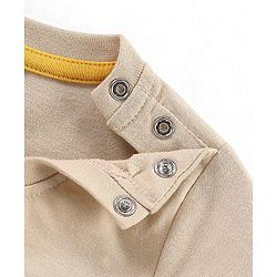 Babyhug Cotton Half Sleeves T-Shirt Dino Print - Beige