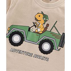 Babyhug Cotton Half Sleeves T-Shirt Dino Print - Beige