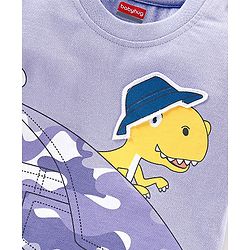 Babyhug Cotton Half Sleeves Tee With Dino & Camo Print- Purple