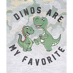 Babyhug Cotton Half Sleeves T-Shirt Dino Print - White & Melange